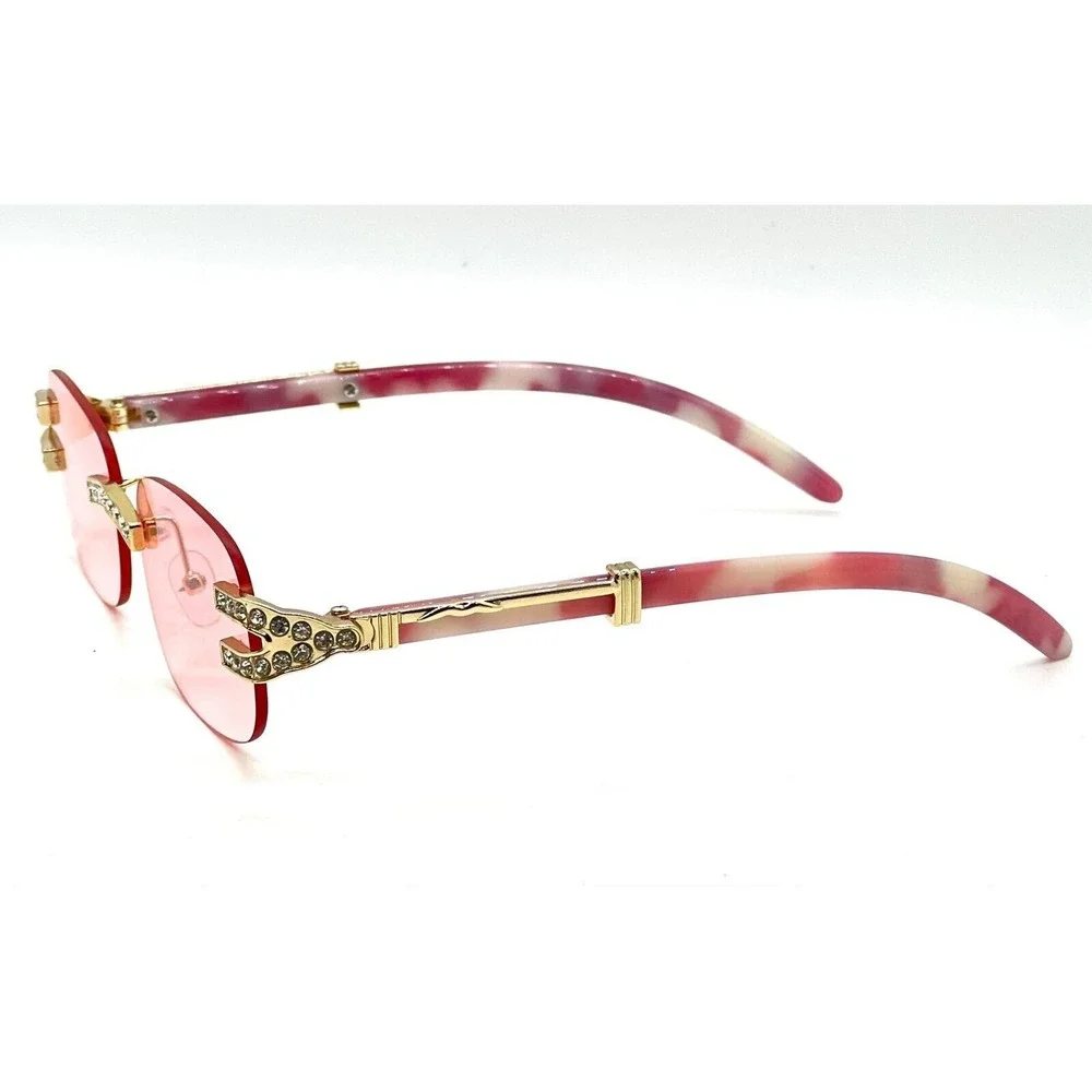 Women Sunglasses Pink Lens Gold Accent‎ Fashion Trendy Women Luxury Style Gafas